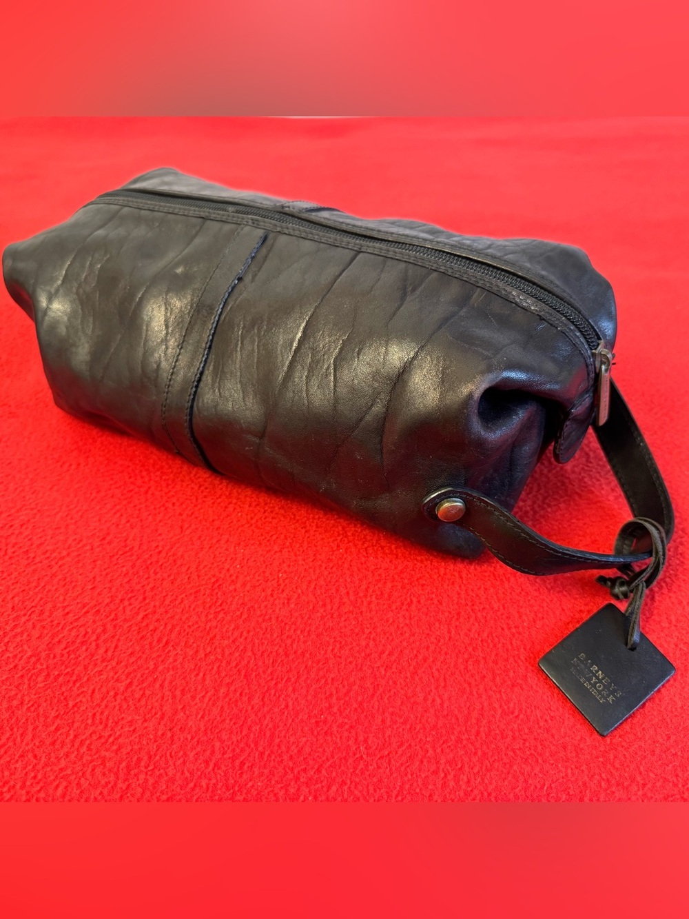 Barneys New York Black Leather Wristlet Clutch
